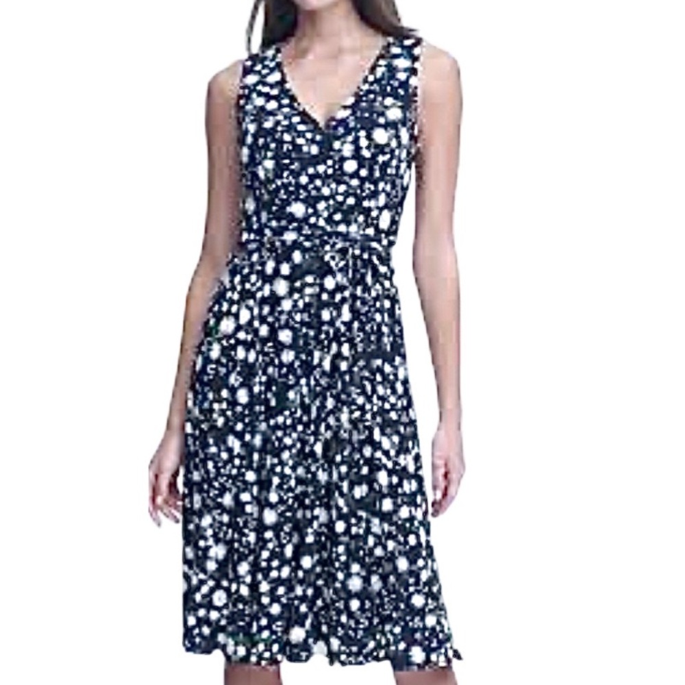 Tommy Hilfiger Sleeveless Belted Dress Tiny daisy print Dark Navy Blue Size 2